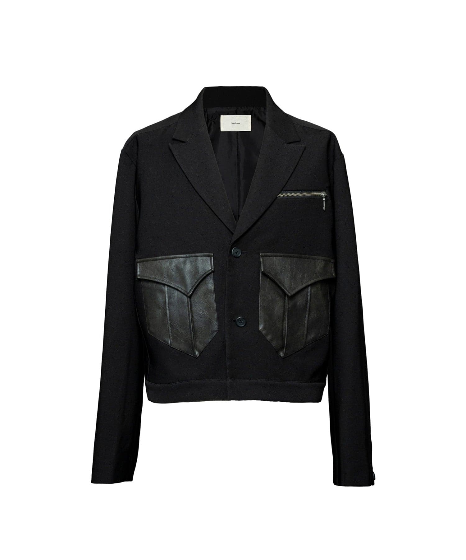Leather pocket short jacket