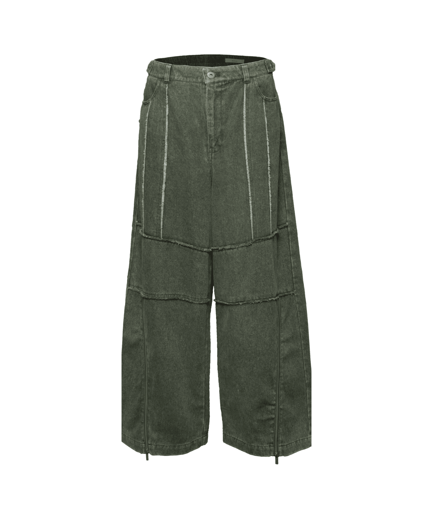 Zipped-Slit Baggy Denim
