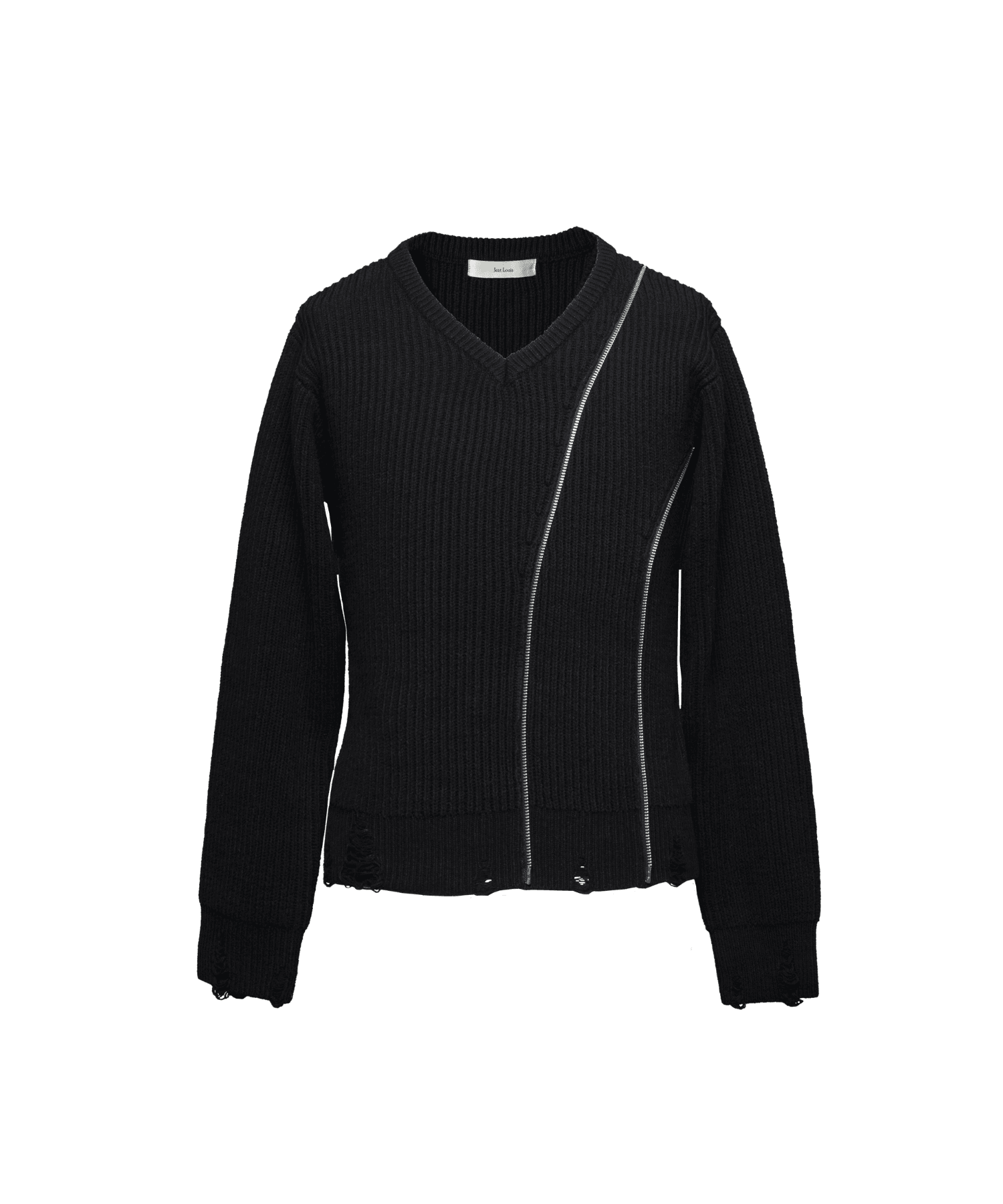 Zip V-neck Knit Tops