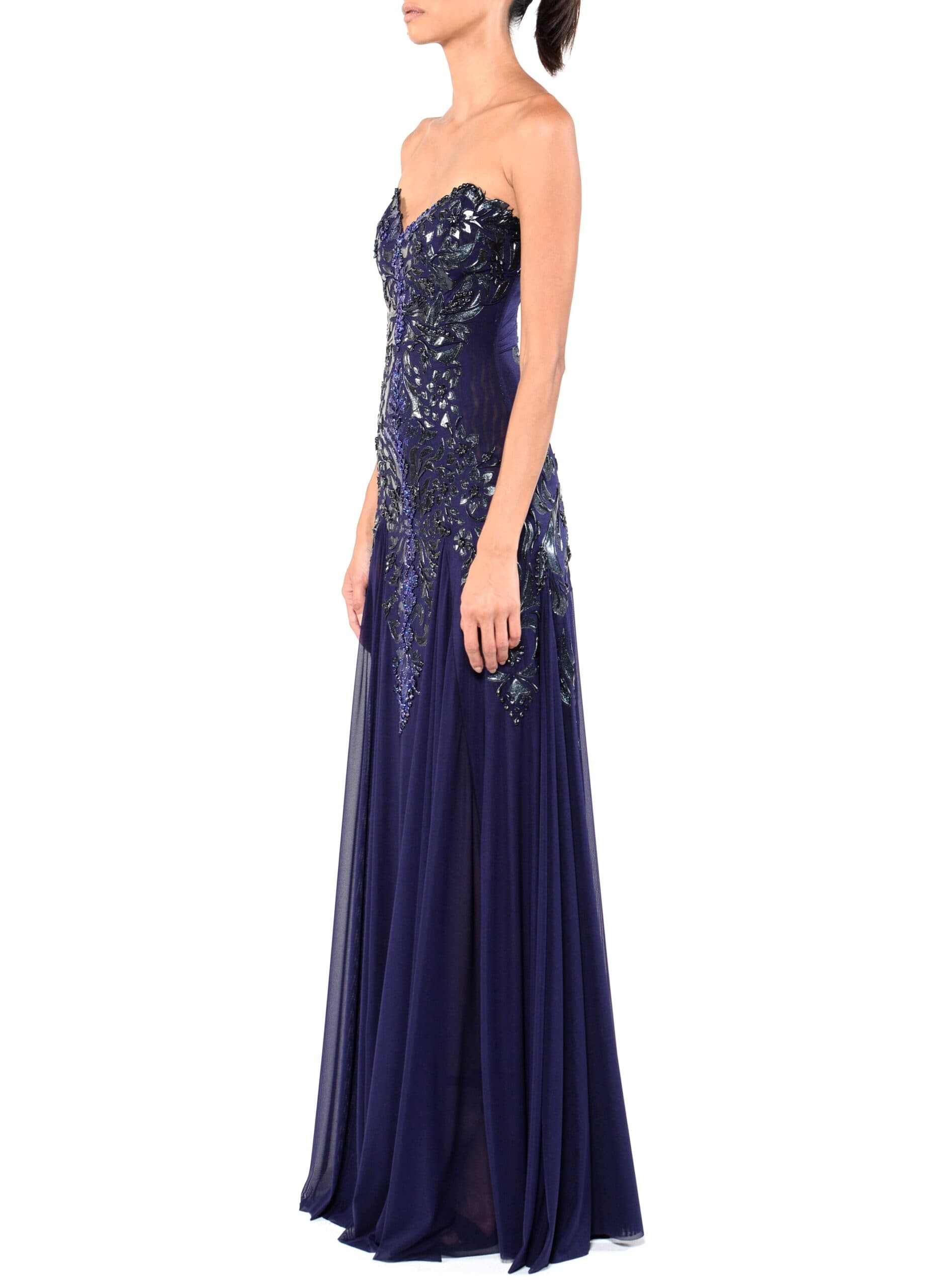 Floor Length Strapless Corset Zip Back Gown 2