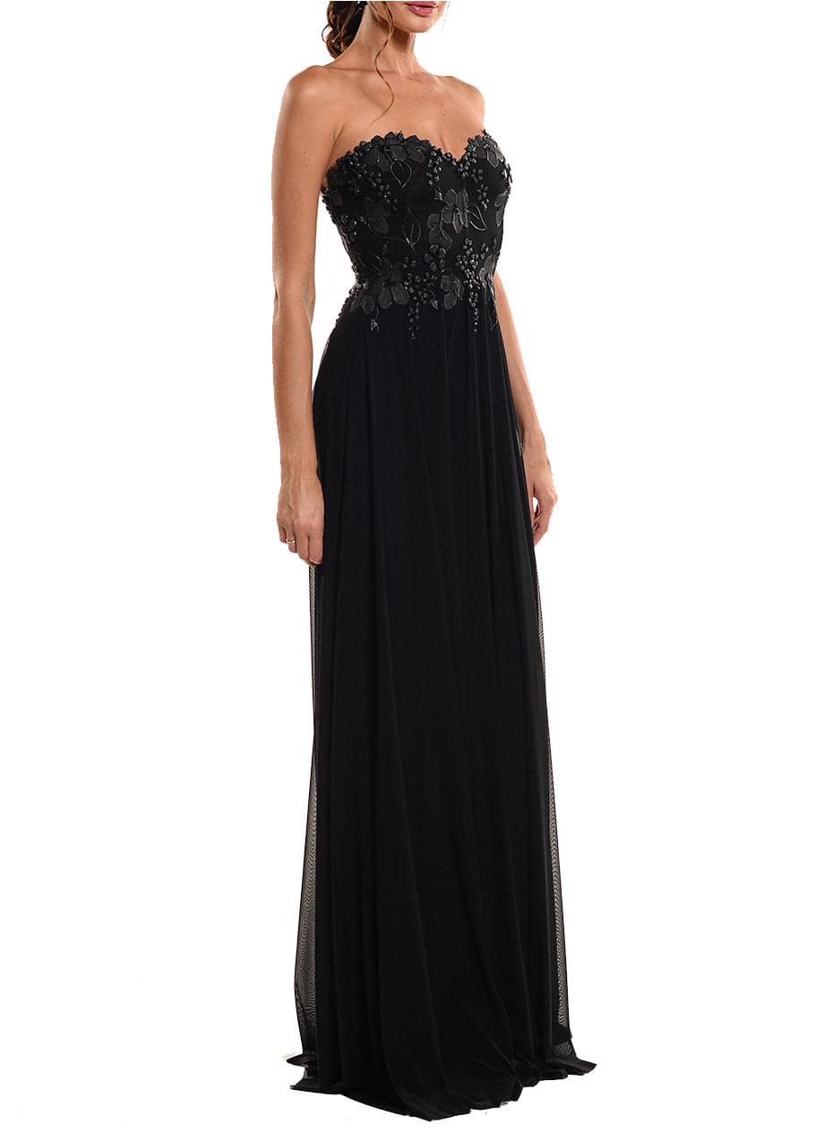 Floor Length Strapless Corset Zip Back Gown 2