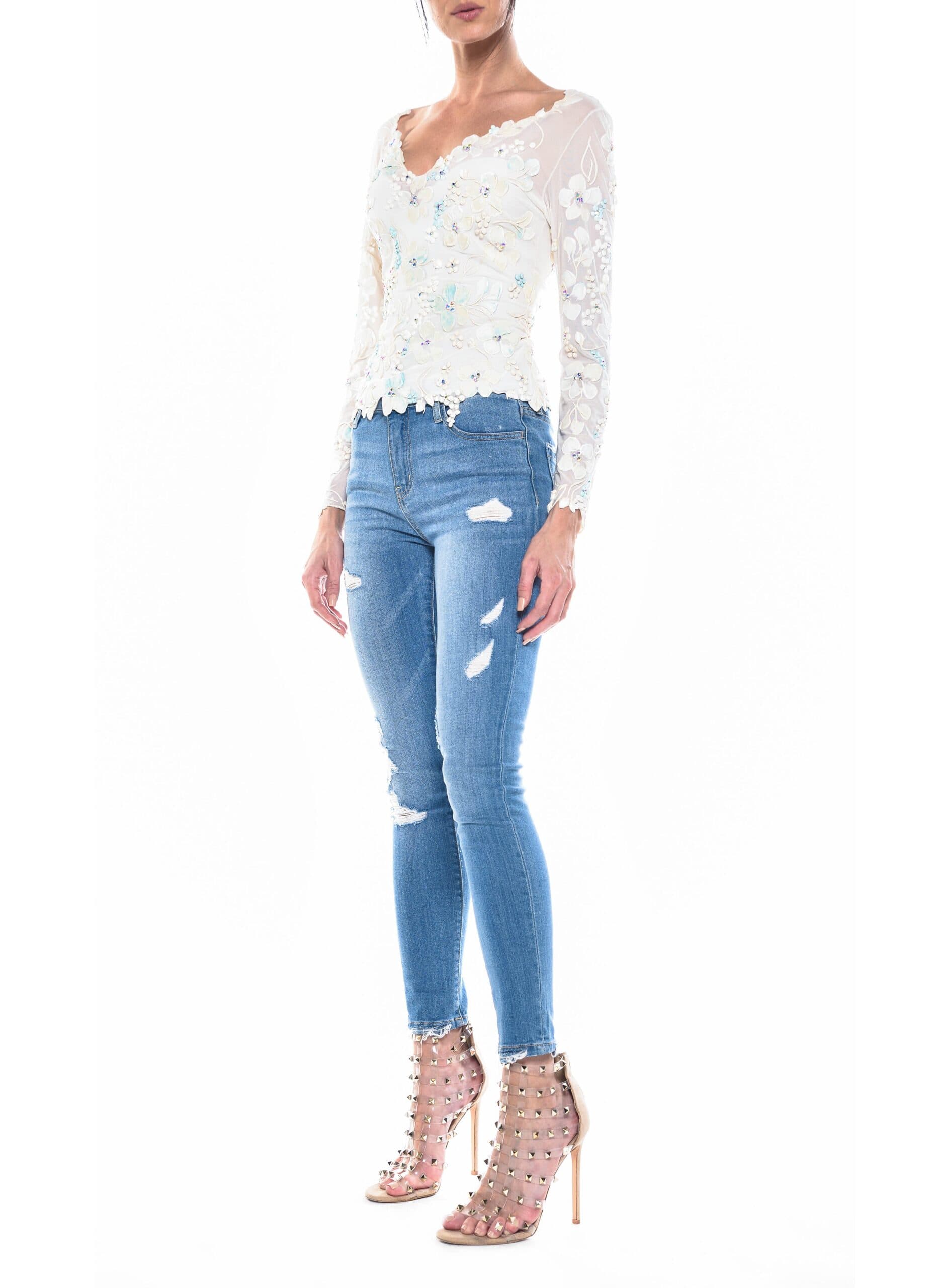 V Neck Long Sleeve Top 2
