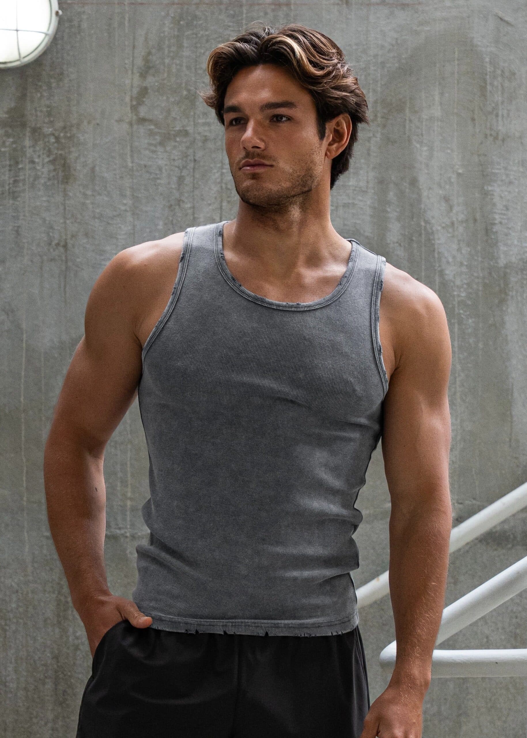 Premium Ultra-Soft Cotton Distressed Fitted Tank 2 Pack 3