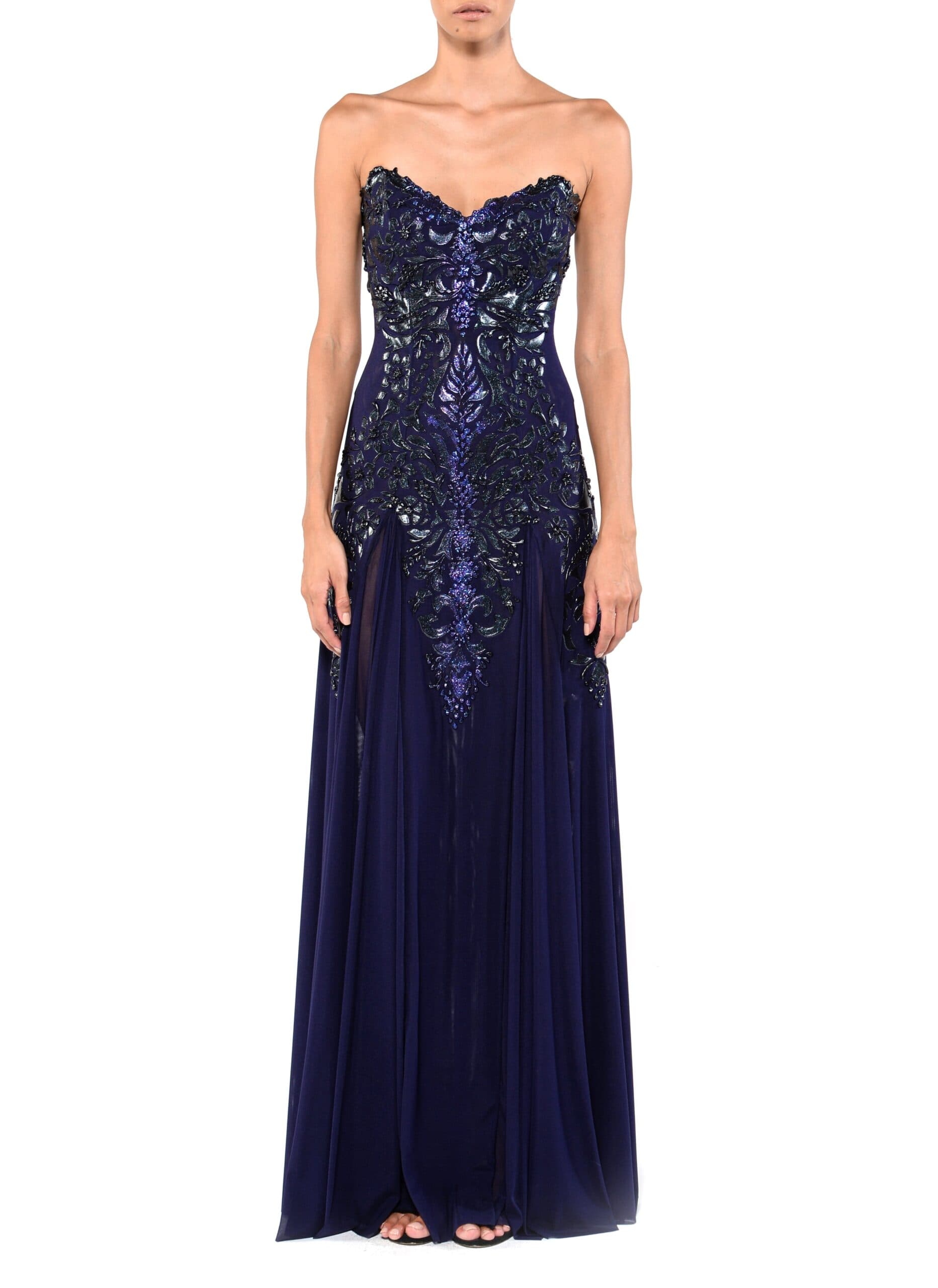 Floor Length Strapless Corset Zip Back Gown