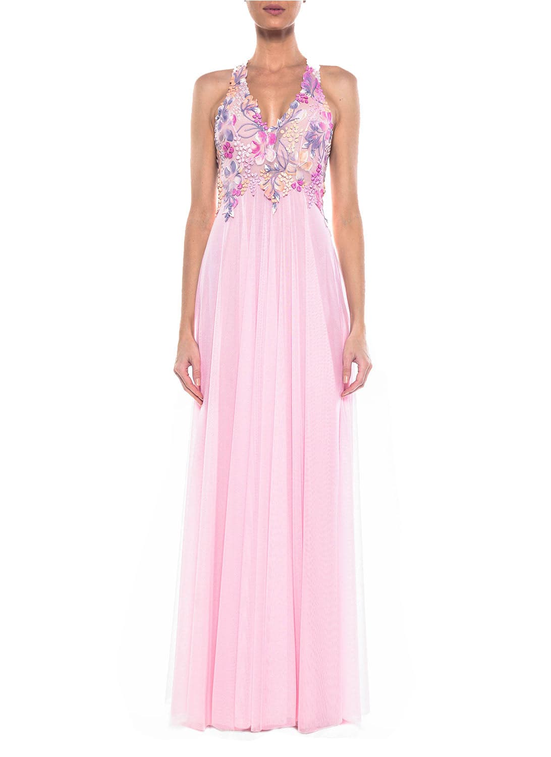 Floor Length Cross Back Gown