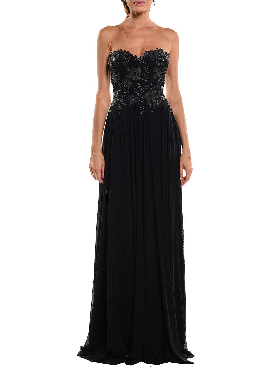 Floor Length Strapless Corset Zip Back Gown