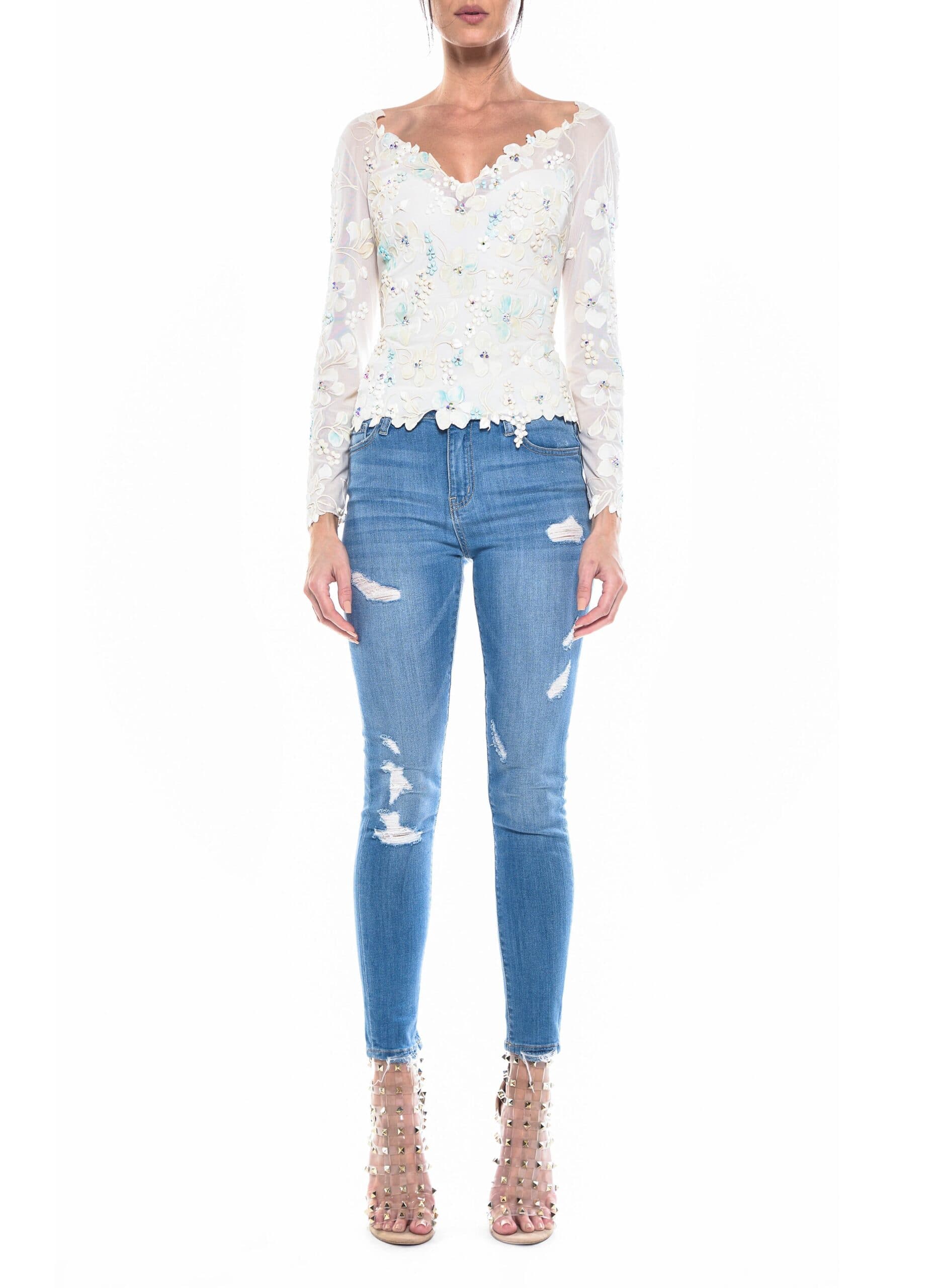 V Neck Long Sleeve Top