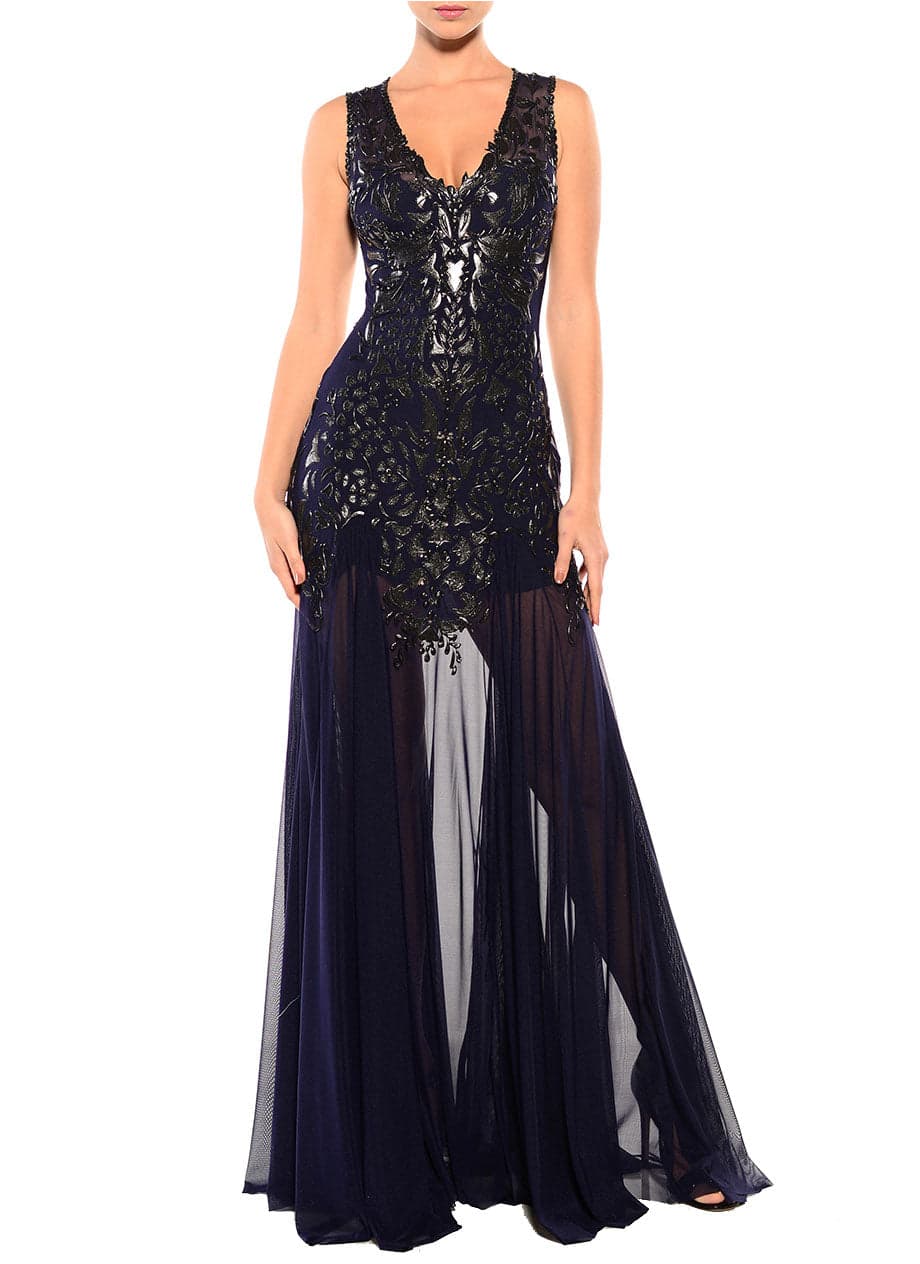 Floor Length V-Neck Gown