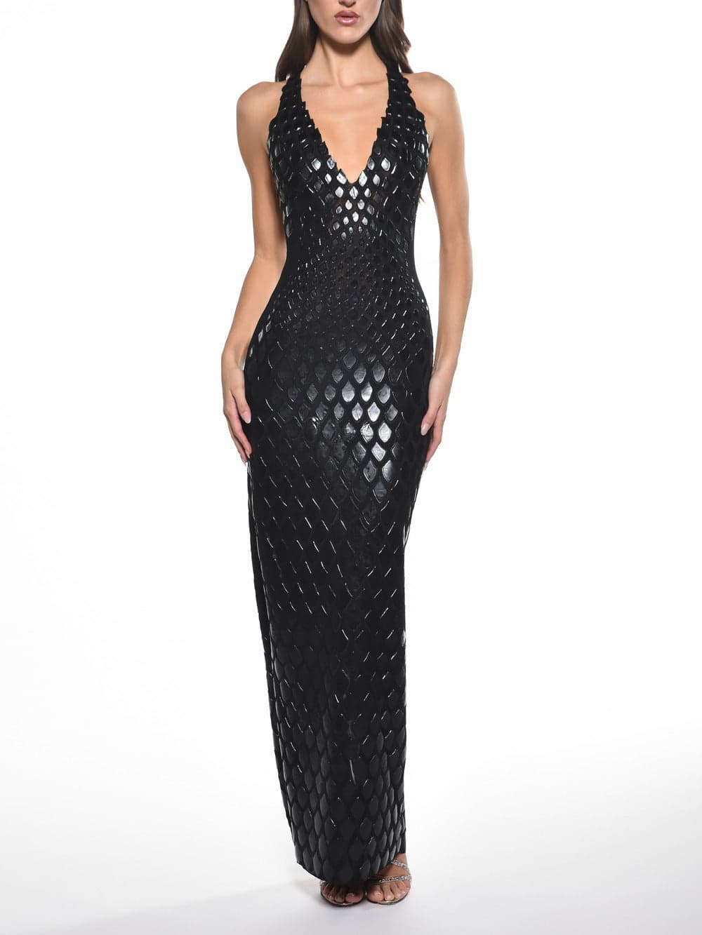 V-Neck Cross Back Gown