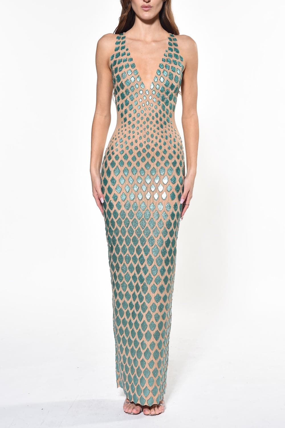 V-Neck Cross Back Gown