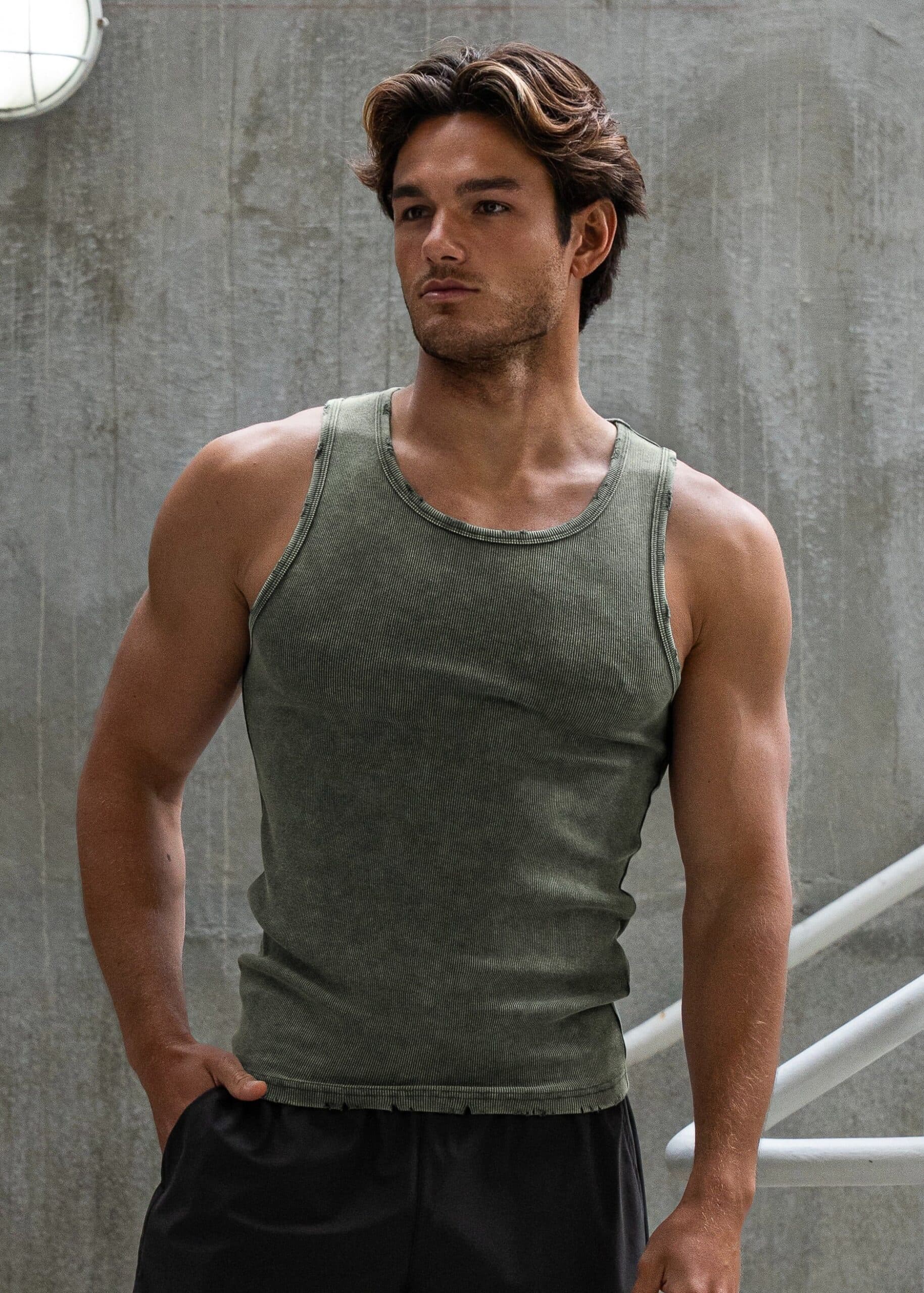 Premium Ultra-Soft Cotton Distressed Fitted Tank 2 Pack